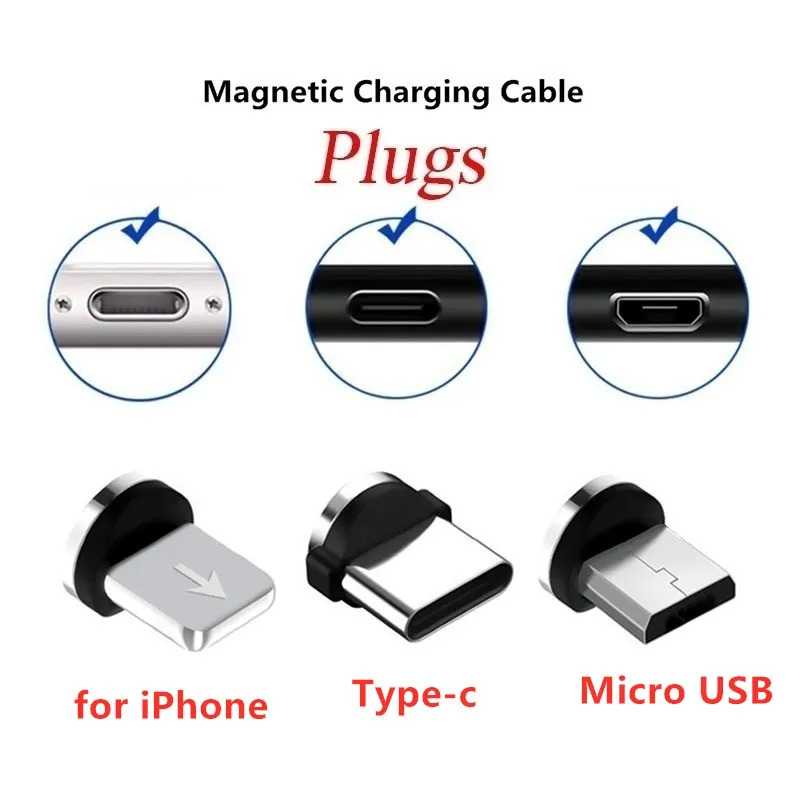Wtyczka kabla magnetycznego typ C wtyczka Micro USB C szybka ładowarka telefon Micro Usb type-c magnes ładowarka wtyczka do wtyczek iphone