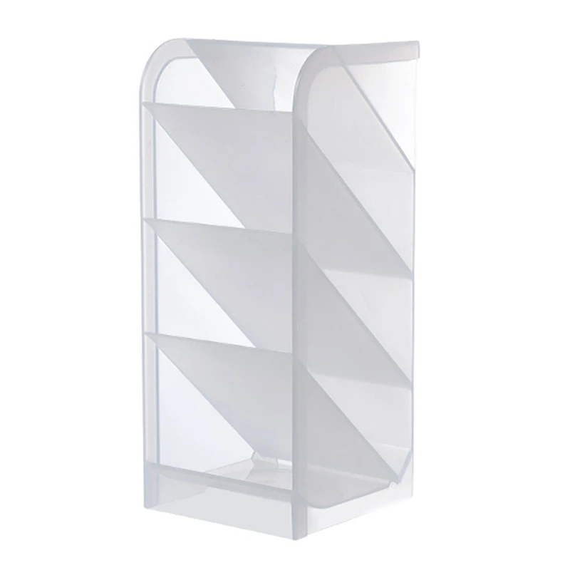F3MA Creative 4-grid Transparent Matte Pen Cup Oblique Put-in Desktop Inclined Colored Pencil Display Holder Ideal for Home