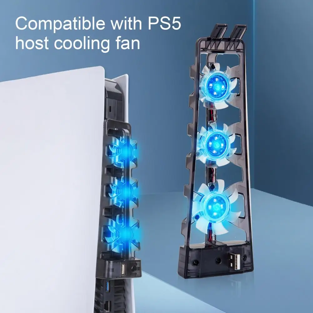 Mute Compact 3 Fans Long Service Life Game Console External USB Cooling Fan  for PS5