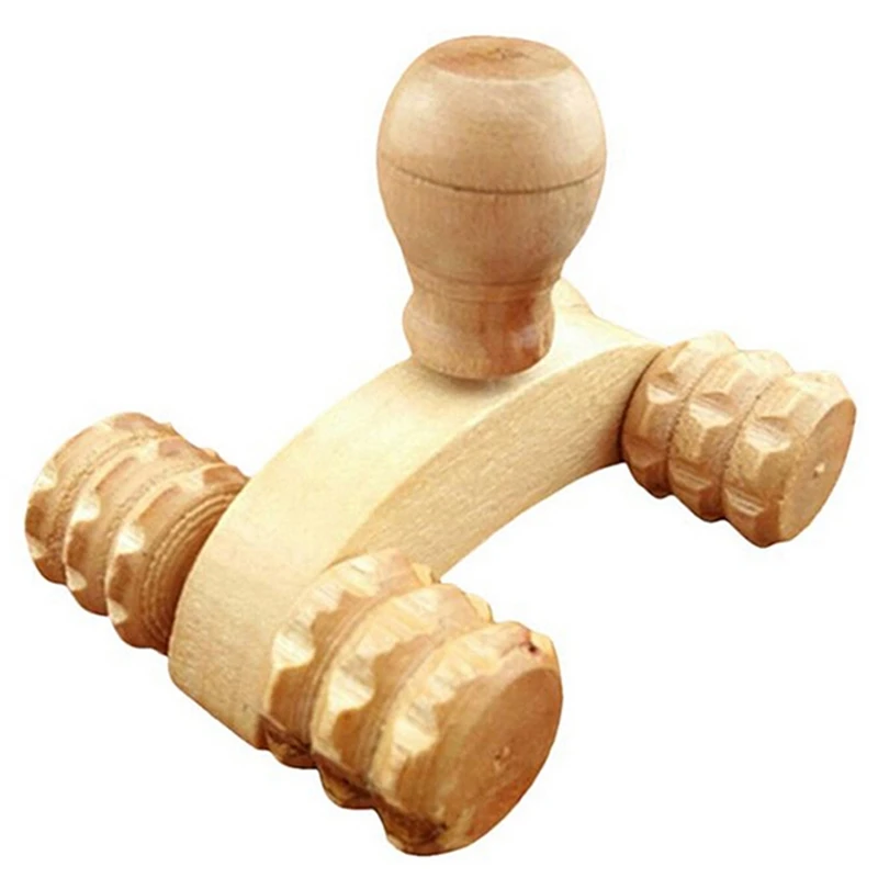 Rolo De Carro De Corpo Inteiro, Relaxante, Ferramenta De Massagem De Mão, Reflexologia, Rosto, Pé, Costas, Produto Corporal, Madeira Maciça, 4 Rodas