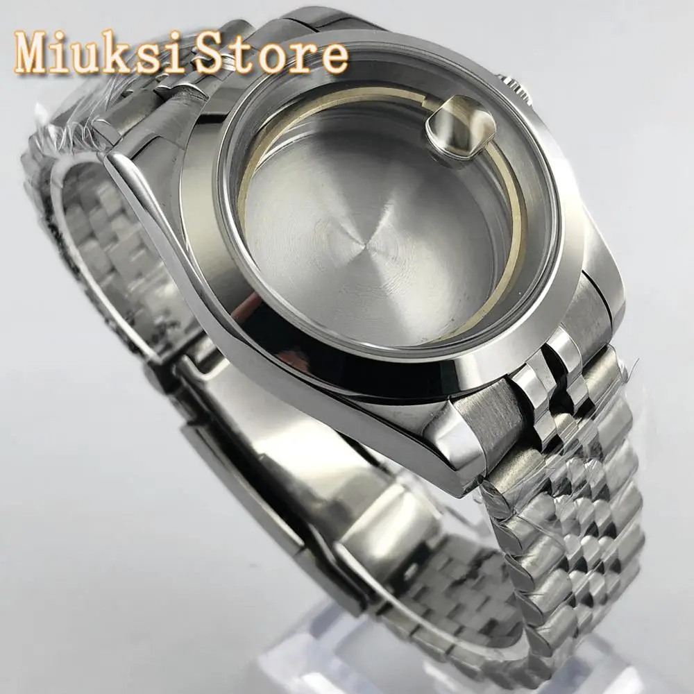 40mm sterile case sapphire glass date window strap fit ETA 2836, Miyota 82 series, NH35, Mingzhu DG2813 3804 movement