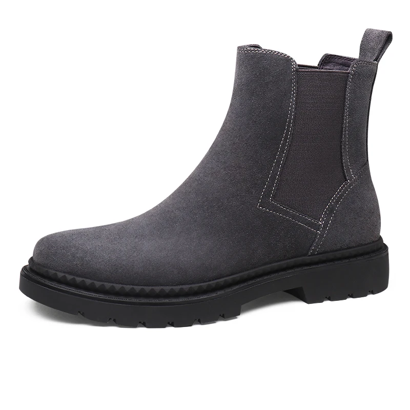 Fashion Black / Gray/ Brown/ Blue Mens Casual Shoes Nubuck Leather Chelsea Boots Male Ankle Boots