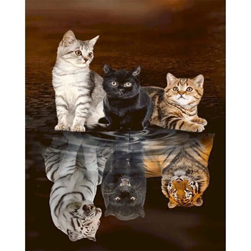 油絵　猫　gorgeous GATYZTORY DIY 油絵 数字による絵画 猫虎絵ペイント 手描き動物