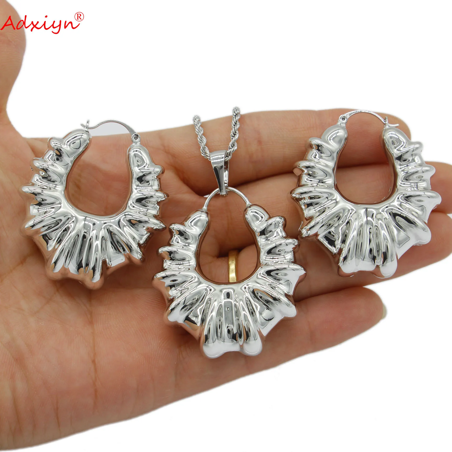 

Adixyn Hollow Casual Silver Color Pendant/Earrings/Necklace Set Jewelr for Women Men Nigeria Franch Styles N12063