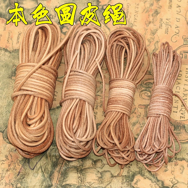 5meter/lot round first layer vintage Cowhide Genuine leather rope,Leather strip rope for leather craft bracelet necklace luggage