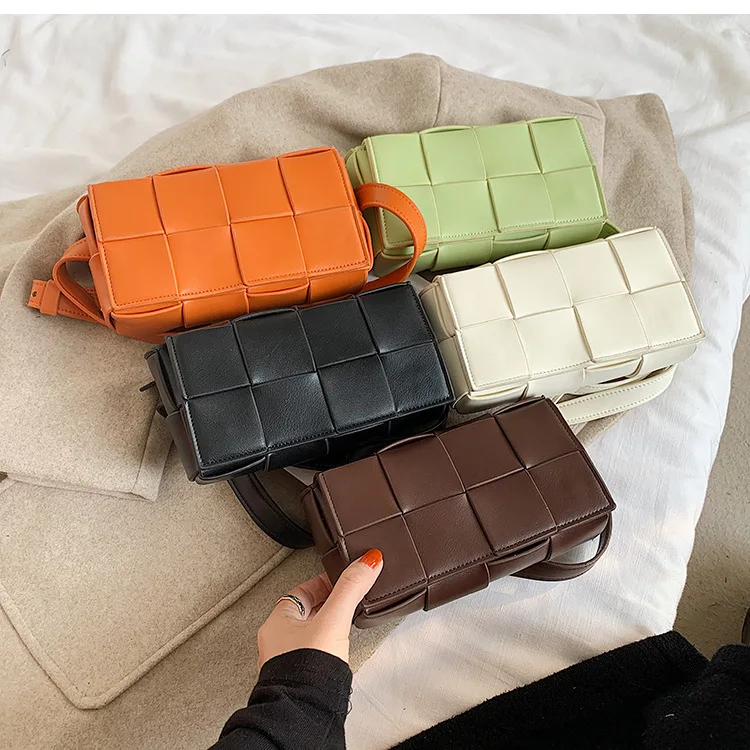 Woven Design Crossbody Bags For Women 2021 Fashion Trend PU Leather Shoulder Bag Solid Color Soft Purses And Handbags Female Bag