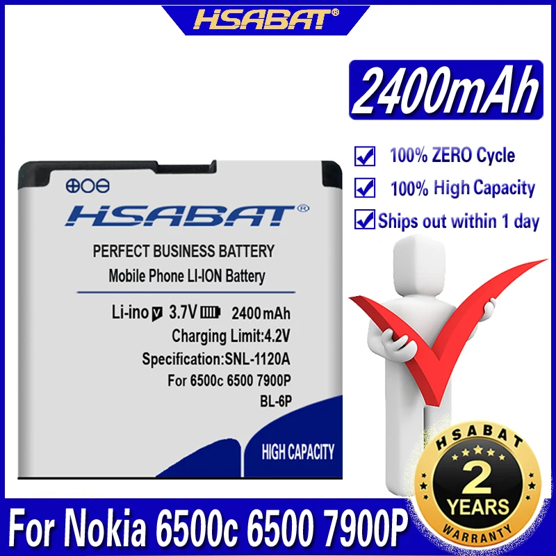 HSABAT 2400mAh BL-6P Battery For Nokia 6500c 6500 7900P 7900