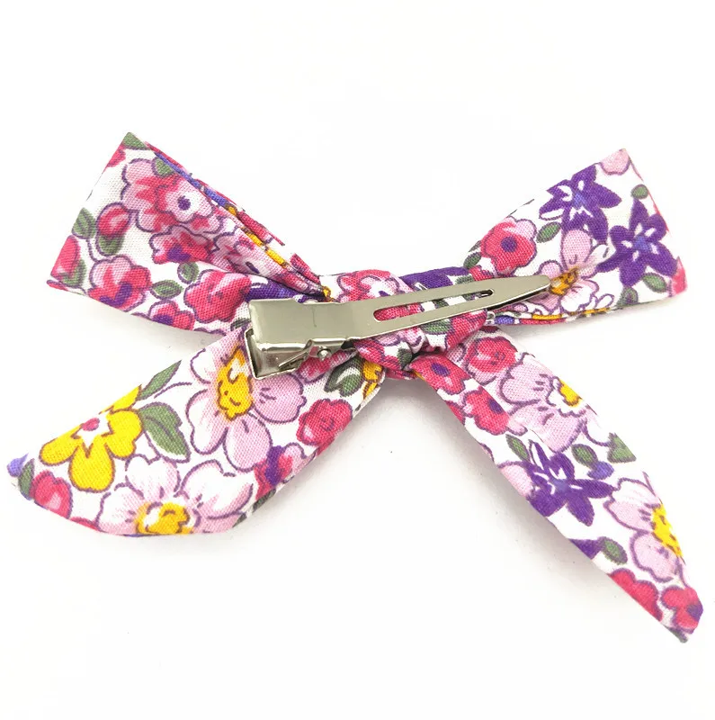 Handtied School Girl Hair Clips Floral Children Bows Hairpin Cotton Baby Summer Barrettes Kids Hair Accessories 2PCS/Set