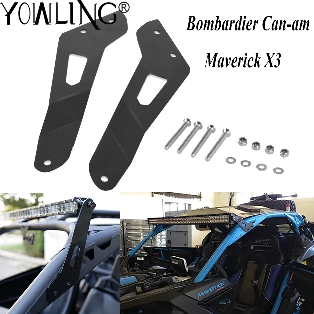 

Motorcycle Accessories LED Light Bar Mounting Brackets At Upper Windshield Roof For Bombardier Can-am Maverick X3 2017 2018 2019