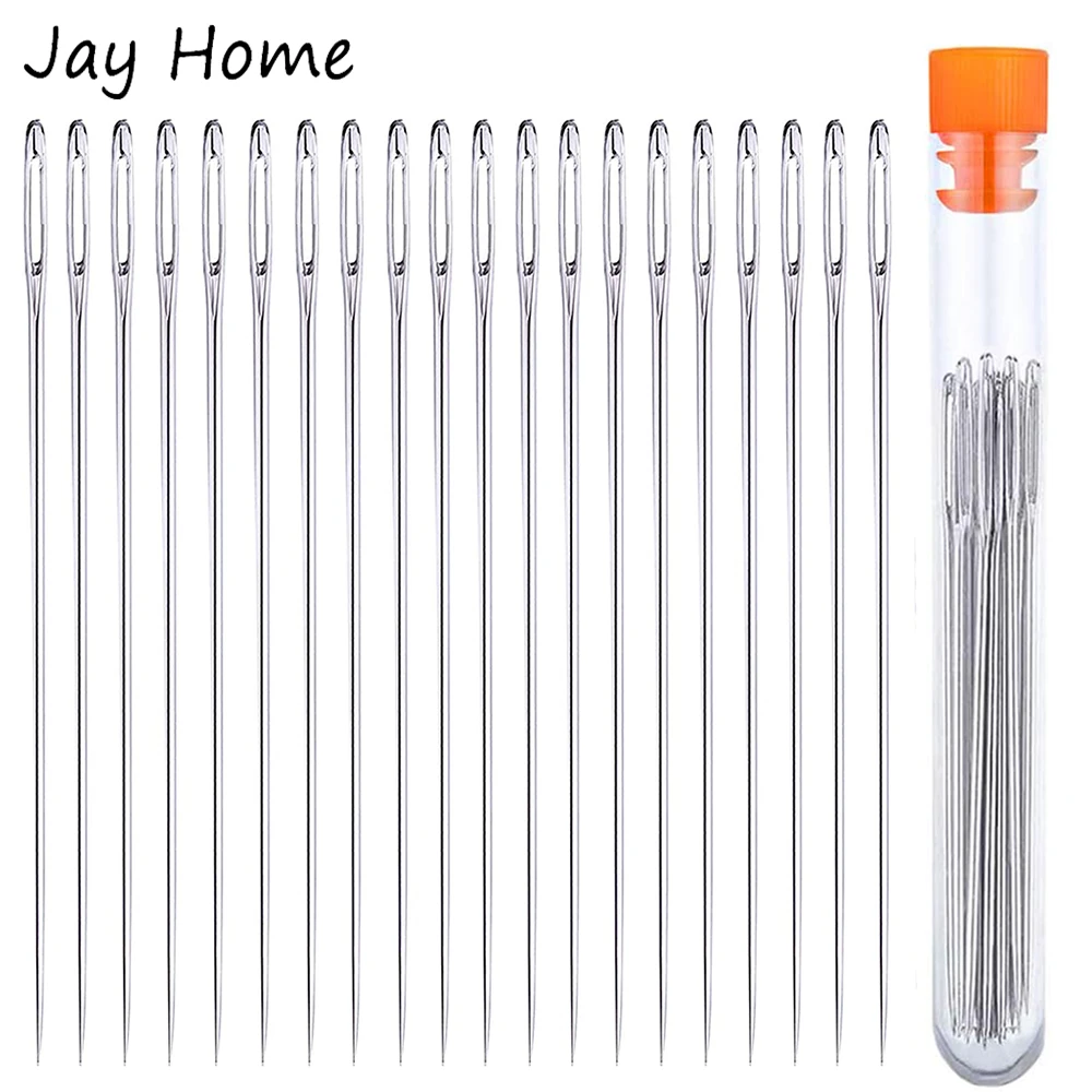 20Pcs Large Eye Stitching Sharp Needles 2.4inch Stainless Steel Hand Sewing Needles DIY Embroidery Thread Yarn Knitting Needles