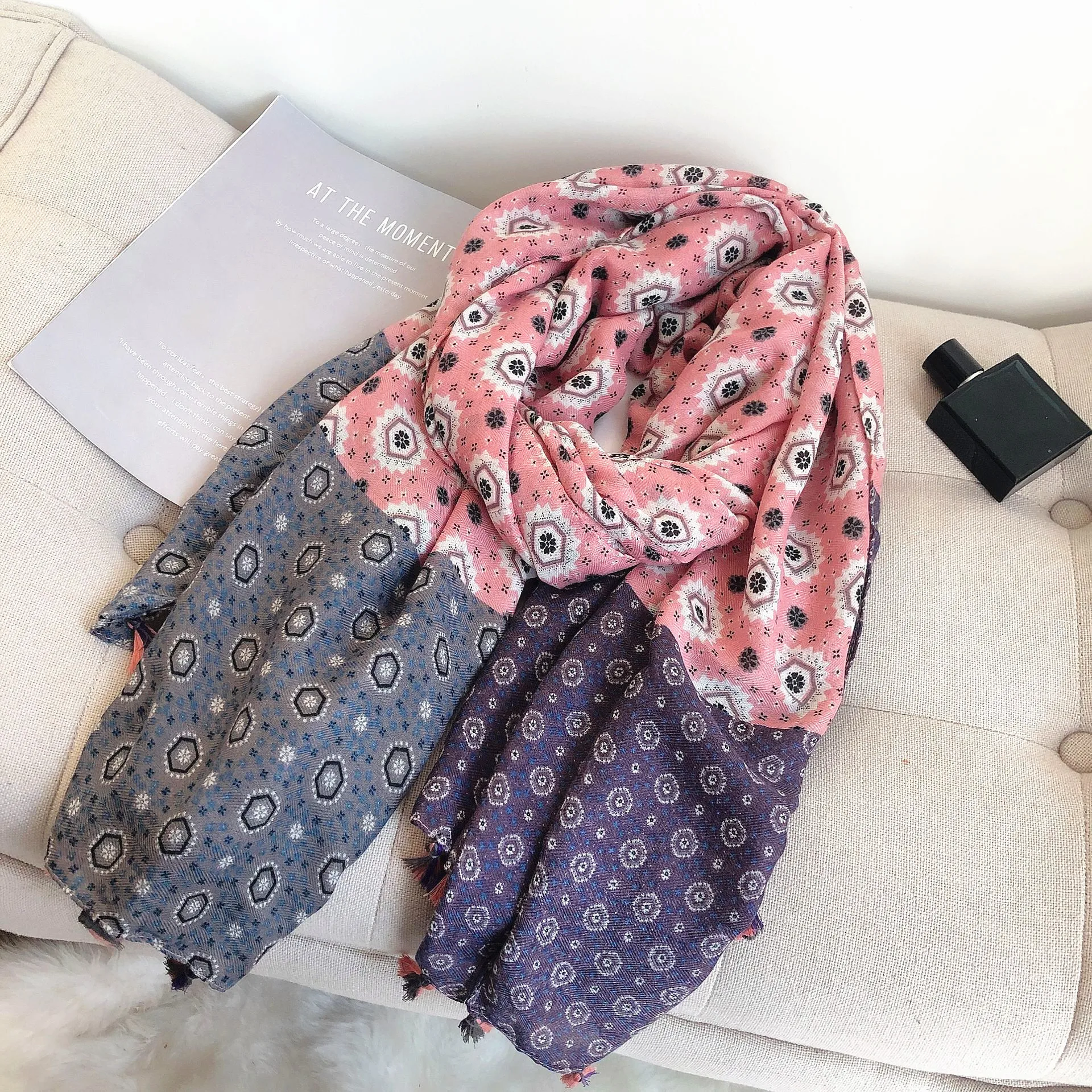 แฟชั่น Aztec Design Geometric Polka ดอกไม้เหนียวผ้าคลุมไหล่ผ้าพันคอ Lady คุณภาพสูง Pashmina Stole Bufanda มุสลิม Hijab Snood