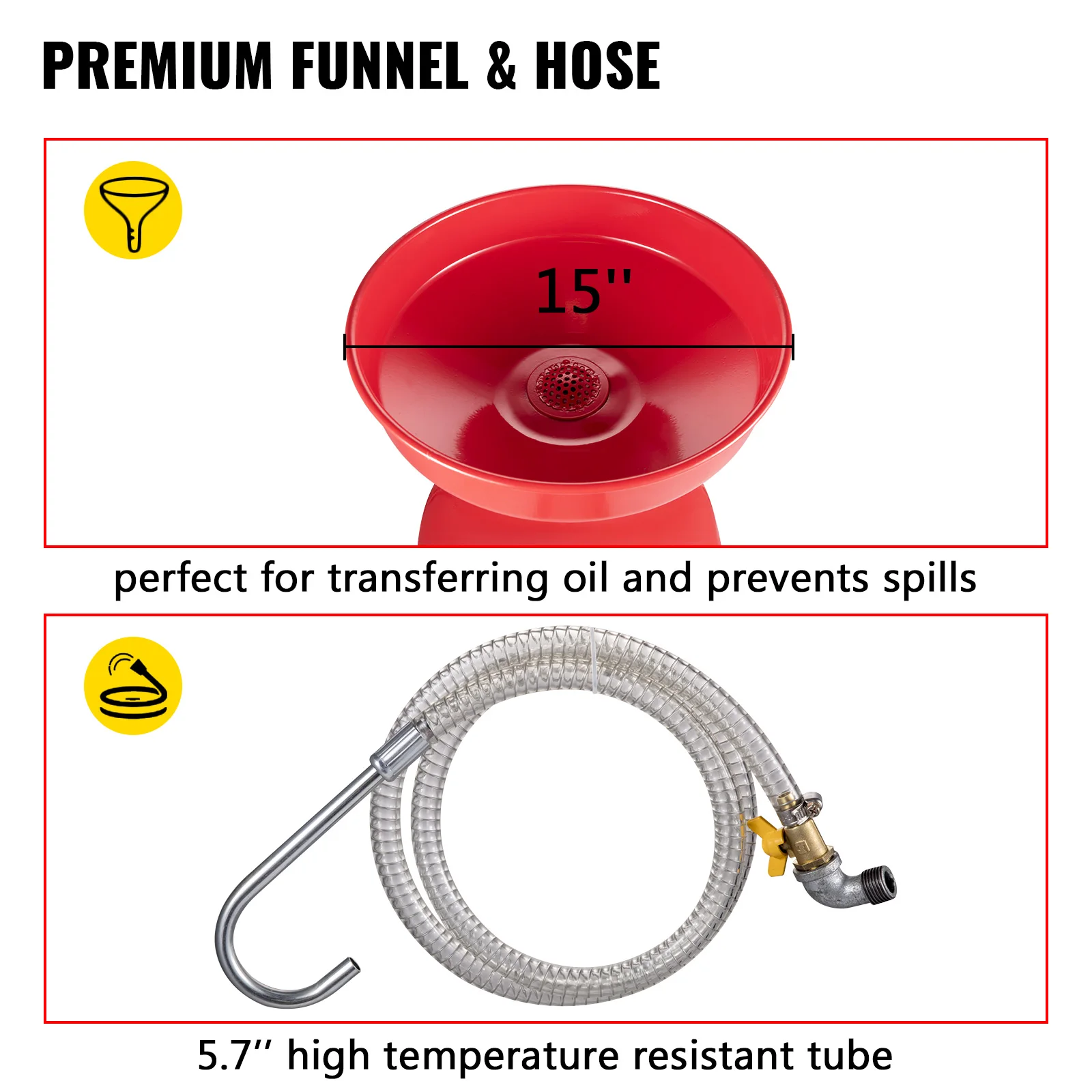 VEVOR 20Gal / 80L Waste Oil Drain Tank Air Operated Height Adjustable with Accurate Pressure Gauge Hose and Funnel Swivel Wheels