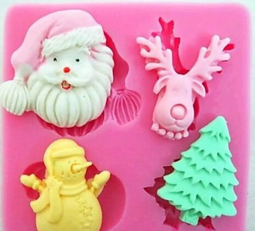 3D Santa Claus Christmas Tree Shaped Soap Silicone Mold Making Chocolate Candy Cake Decoration Tools Handmade Silica Soap Form