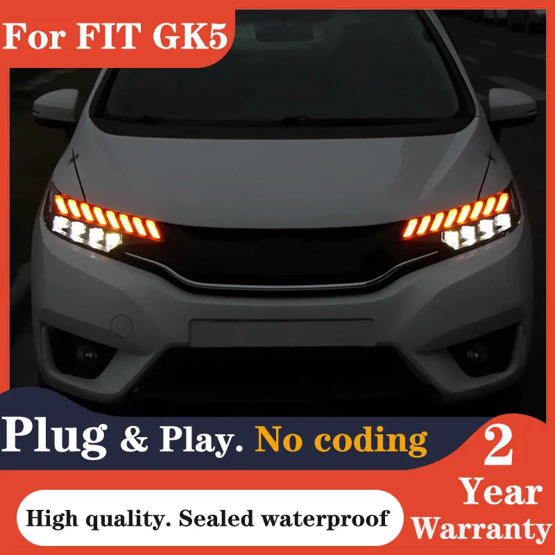 Car Styling Headlights for Honda FIT JAZZ GK5 LED Headlight 2014-2018 Head Lamp DRL Signal Projector Lens Automotive Accessories