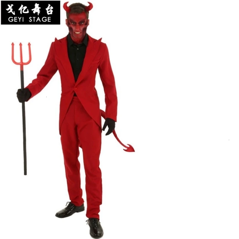 Costumes à capuche pour hommes adultes, déguisement rouge maléfique, vêtements de Cosplay, Robe fantaisie, vêtements effrayants pour halloween