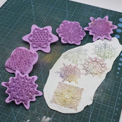 5 teile/los 7cm Mandala Spitze Muster Prägung Stempel Seife Keramik Keramik Polymer Ton Textur Machen Punktierung Werkzeuge Kunst Hobby versorgung