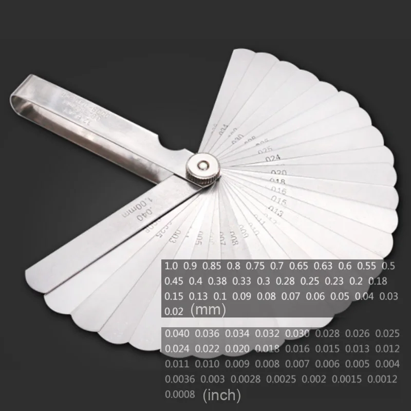 32 Blades Stainless Steel Feeler Gauge 0.02-1mm 0.05-1mm Metric Gap Feeler Gauge Measurement Tool for Engine Valve Adjustment