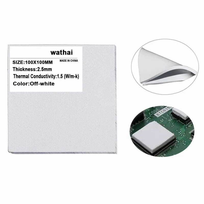 5 Pcs Waktu Luang 100 Mm X 2.5 Mm 2.5 Mm Ketebalan Putih CPU Shim Pad 100X100X2.5 MM Konduktif Bantalan Termal