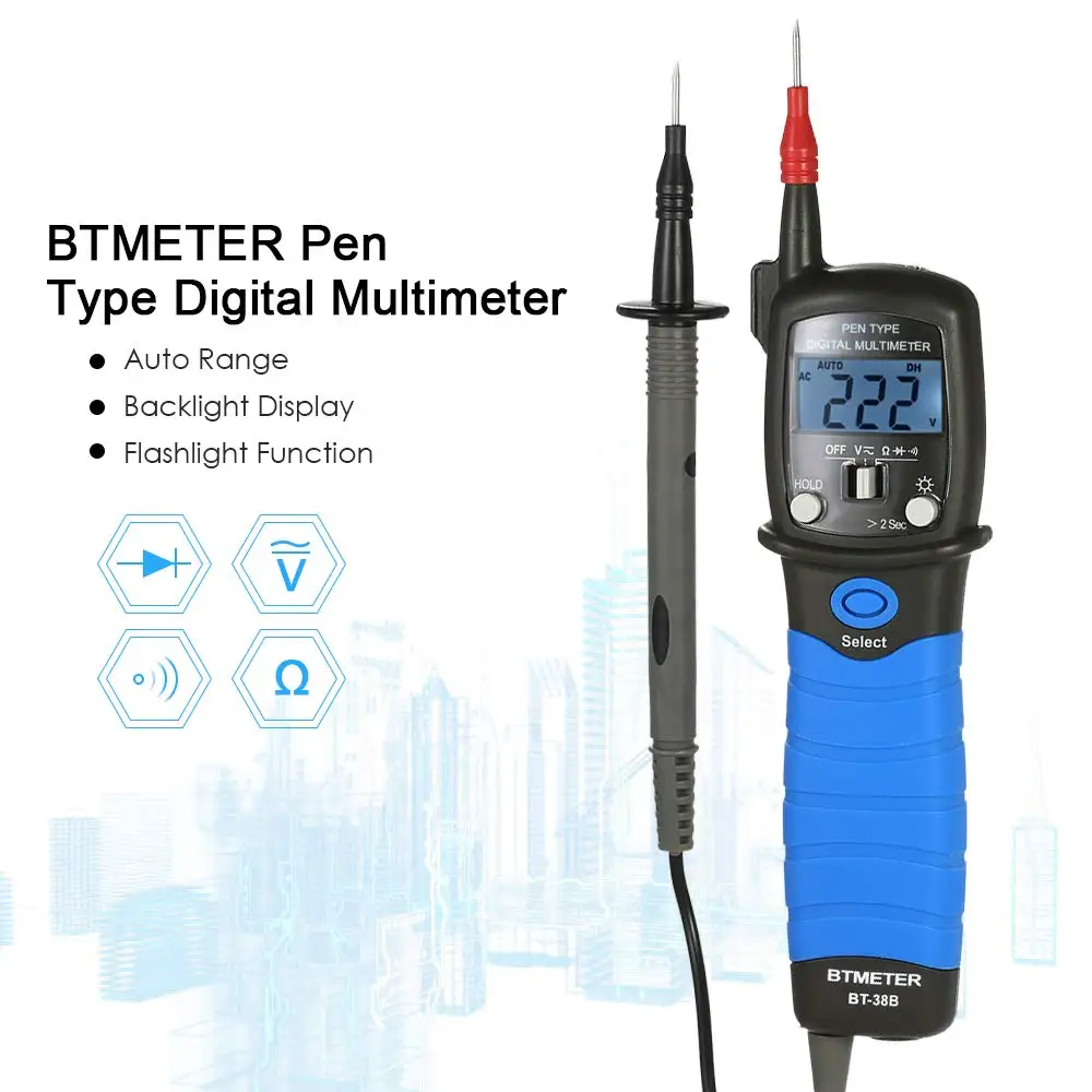 BT-38B,BTMETER Digital Pen Multimeter AC DC 600V Voltmeter,Backlight LCD Display,DC/AC Voltmeter Voltage Meter,Continuity Tester