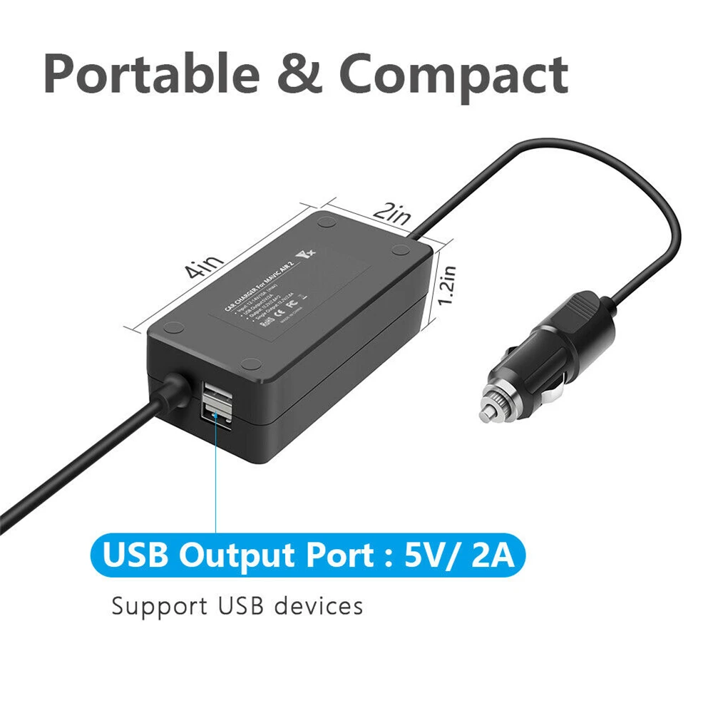 Зарядное устройство для автомобиля с 2 раздельными аккумуляторами, USB 3 в 1, контроллер зарядки, концентратор для телефона для DJI Air 2S/для дрона DJI Mavic Air 2