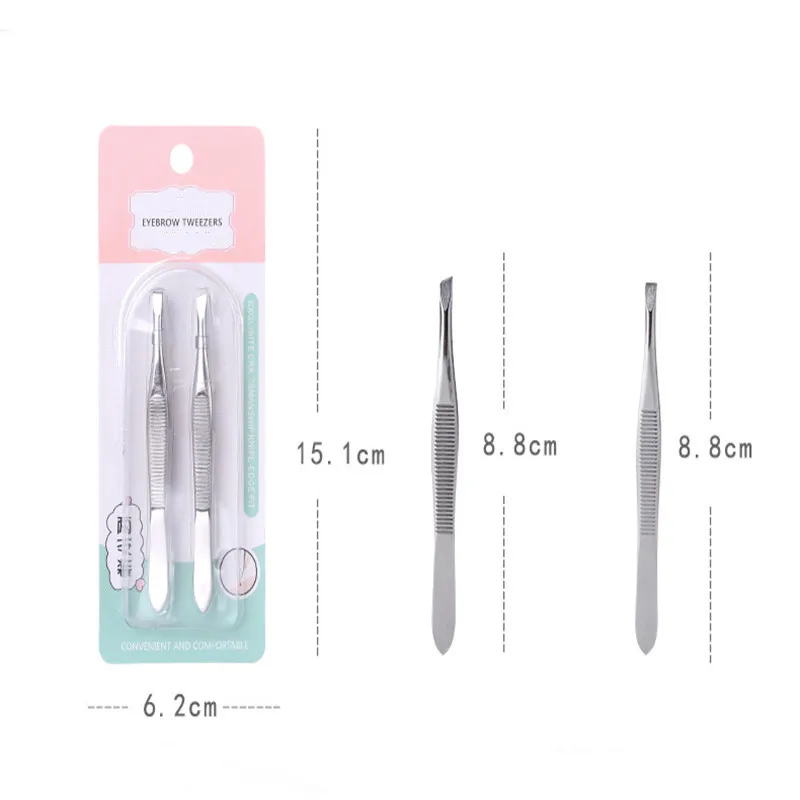 2Pcs Professional Stainless Steel Portable Eyebrow Tweezer Eyebrow Trimmer Shaper Tweezers Repair Tool For Eyebrow Beauty Tools