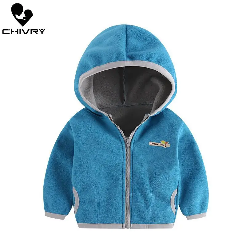 Baby Boys Girls Wool Hooded Zipper Coat Outwear Sweatshirt 2019 Autumn Winter Kids Warm Soft Fleece Jackets Children Clothing