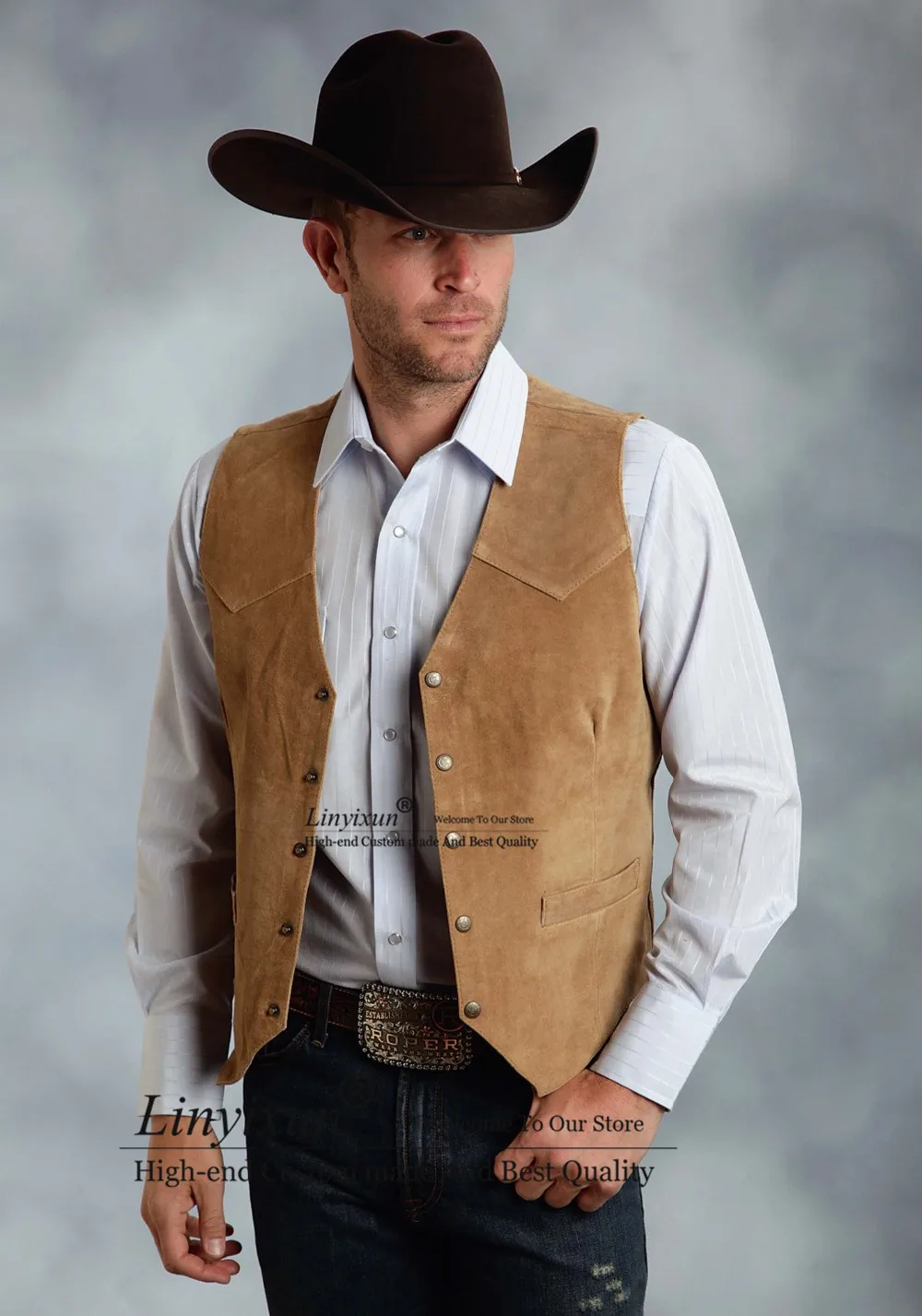 

Men's Vest Vintage Cowboy Style Waistcoats for Young Weste Men Casual Tuxedo Vest Kamizelki Meskie Plus Szie Custom Made