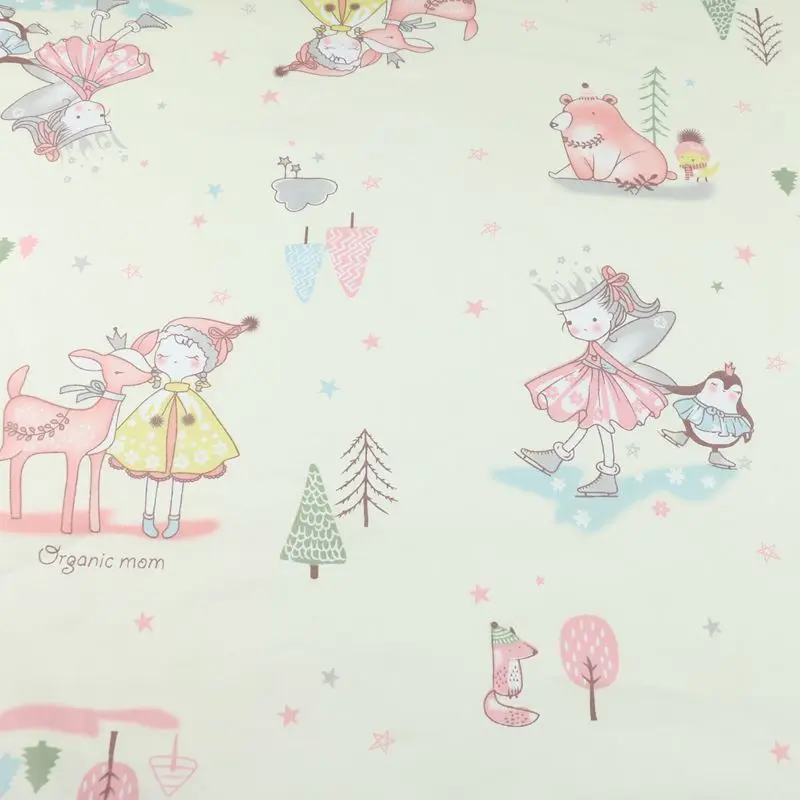 Cartoon Fairy Tale Princess Pink Cotton Twill Fabric For Sewing Girl Clothes Dress Per Meters