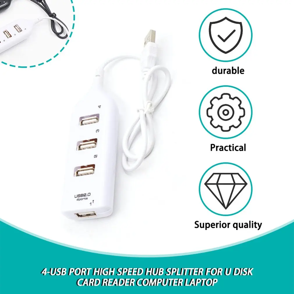 4-USB Port Power Transmission High Speed HUB Splitter For U Disk Card Reader Personal Computer Laptop Data Transmission