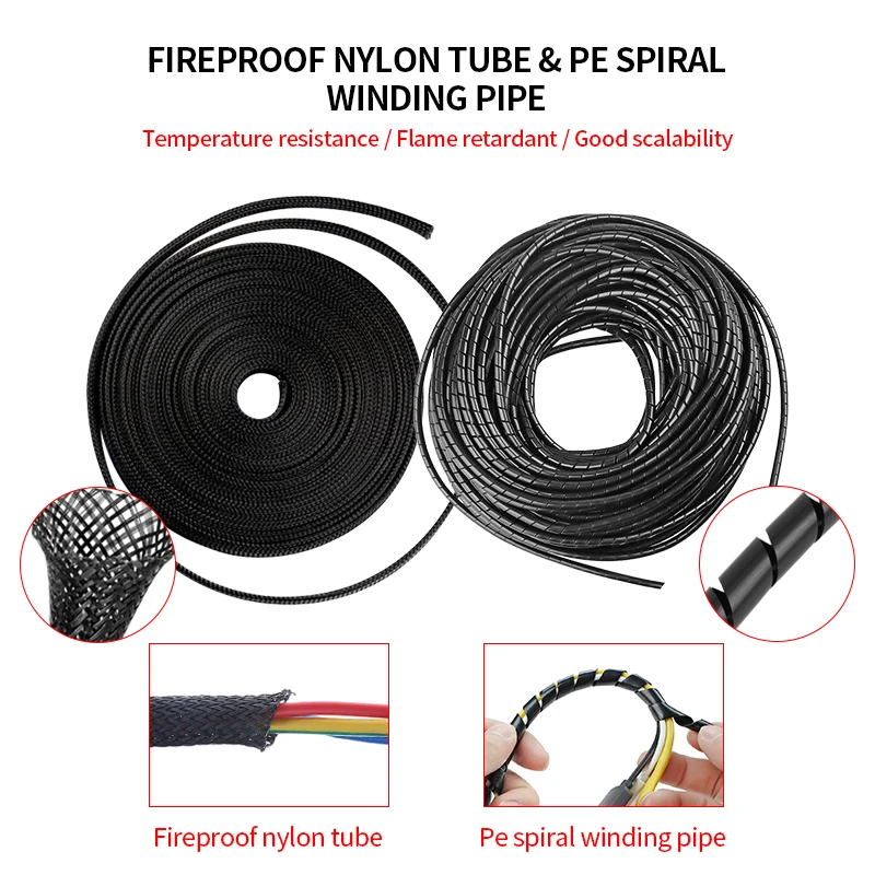 3D Printer Parts Pet Woven Snakeskin Telescopic Nylon Mesh Tube Winding Tube Transparent Spiral Cable Cable Protection Pipe