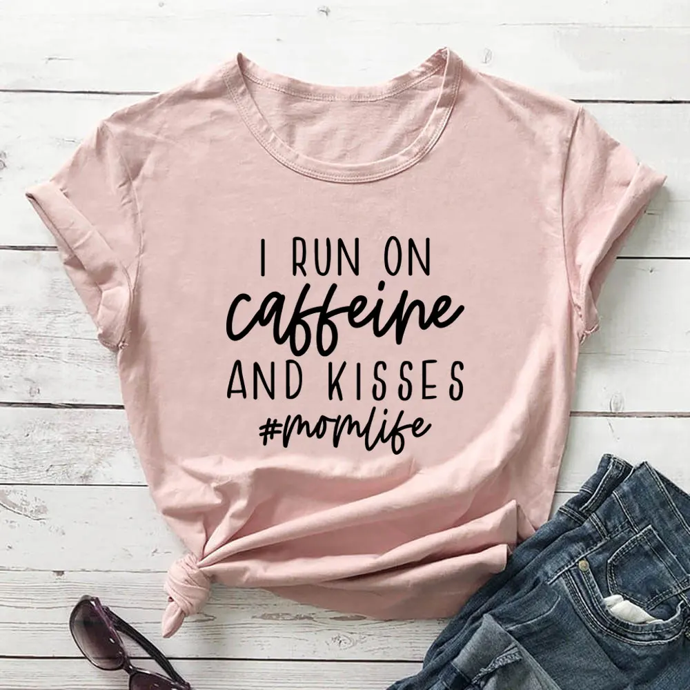 

Coffee And Kisses New Arrival 100%Cotton Women T Shirt Women's Funny Summer Casual Short Sleeve Top Mother's Day Gift Tee