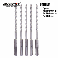 LAVIE 5pcs 4mm 5mm 6mm Electric Hammer SDS Plus Drill Bits Set 160mm Concrete Wall Brick Block Masonry Hole Saw Drilling 015