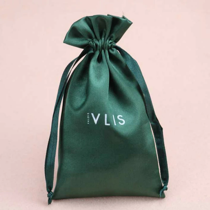 

Satin Gift Bags Packaging Jewelry Hair Wedding Party Sachets Shoe Storage Dustproof Silk Drawstring Pouch Print Logo Custom Sack