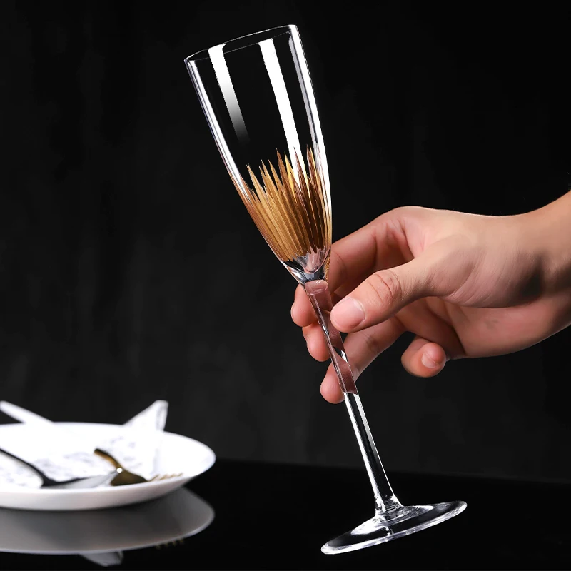 Axiangru-Esculpido Vidro Flauta Champagne Cup