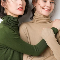 2021 Women Sweater Femme Autumn Turtleneck Sweater Pink Soft Material Women White Sweater jumper Pullovers Tricot Pull Femme