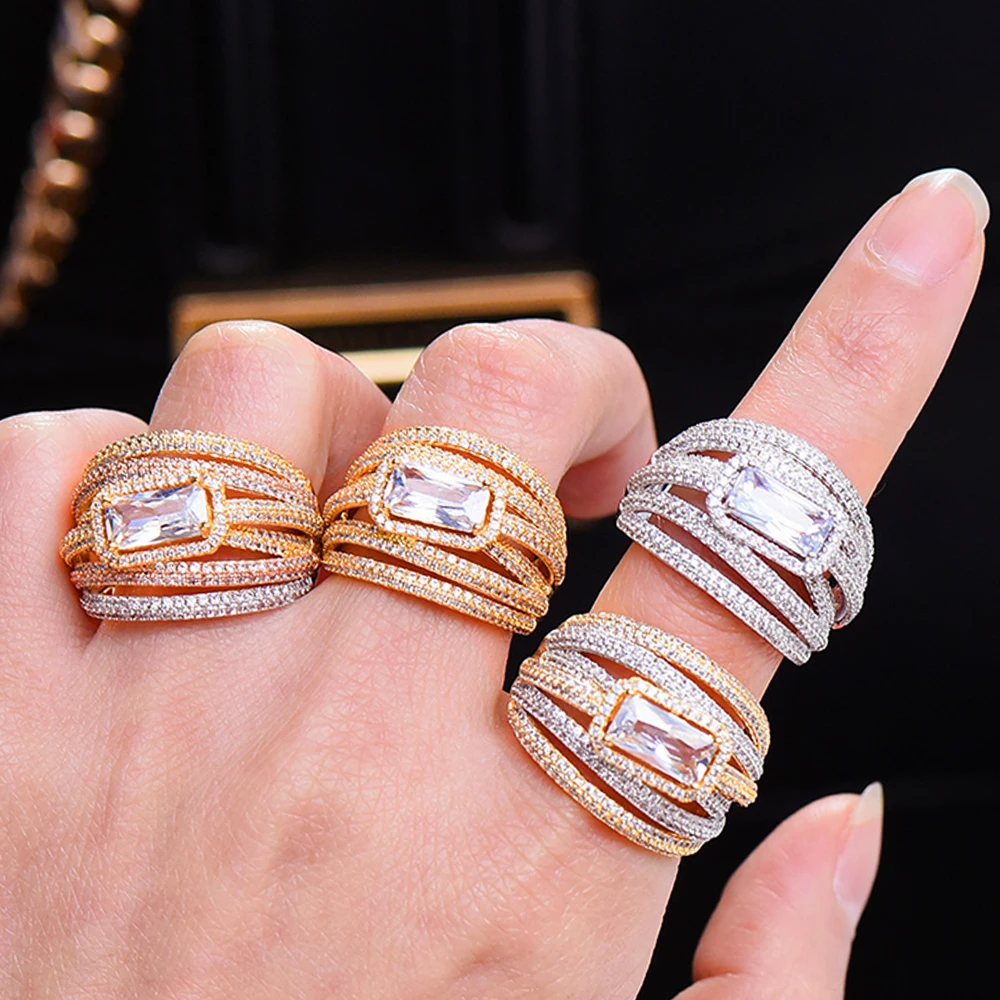 

GODKI 2020 Trendy CROSSOVER Big Bold Statement Ring for Women Cubic Zircon Finger Rings Beads Charm Ring Bohemian Beach Jewelry