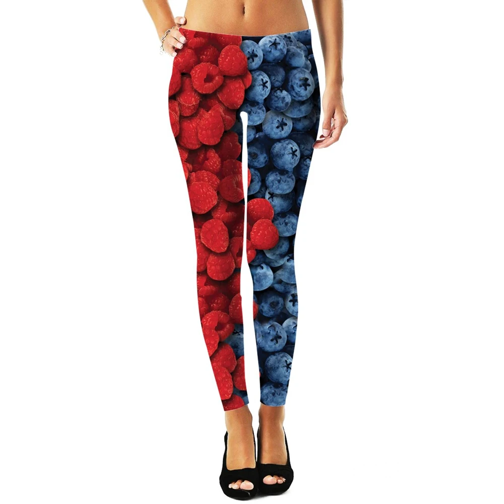 PLstar Cosmos Women Leggings Fashion 3D Digital Printing Pizza/Berry Leggings Sexy Elastic Female Skinny Leggings Gothic DDK2
