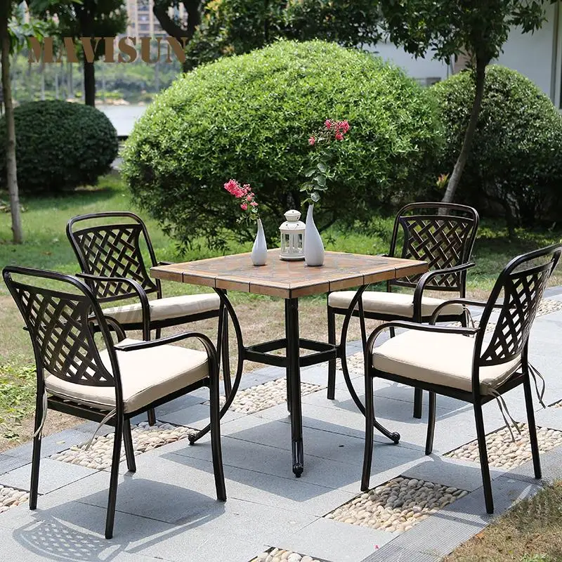 Outdoor Garden Furniture Set Aluminum Table And Terrace Chairs European-Style For Family Home Balcony Courtyard Lounge