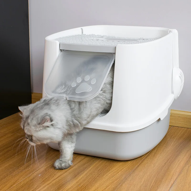 Large Litter Box Fully Enclosed Cat Toilet Deodorant Pet Cleaning Supplies Training Toilet Plastic Tray Toilette Cats Sand Box