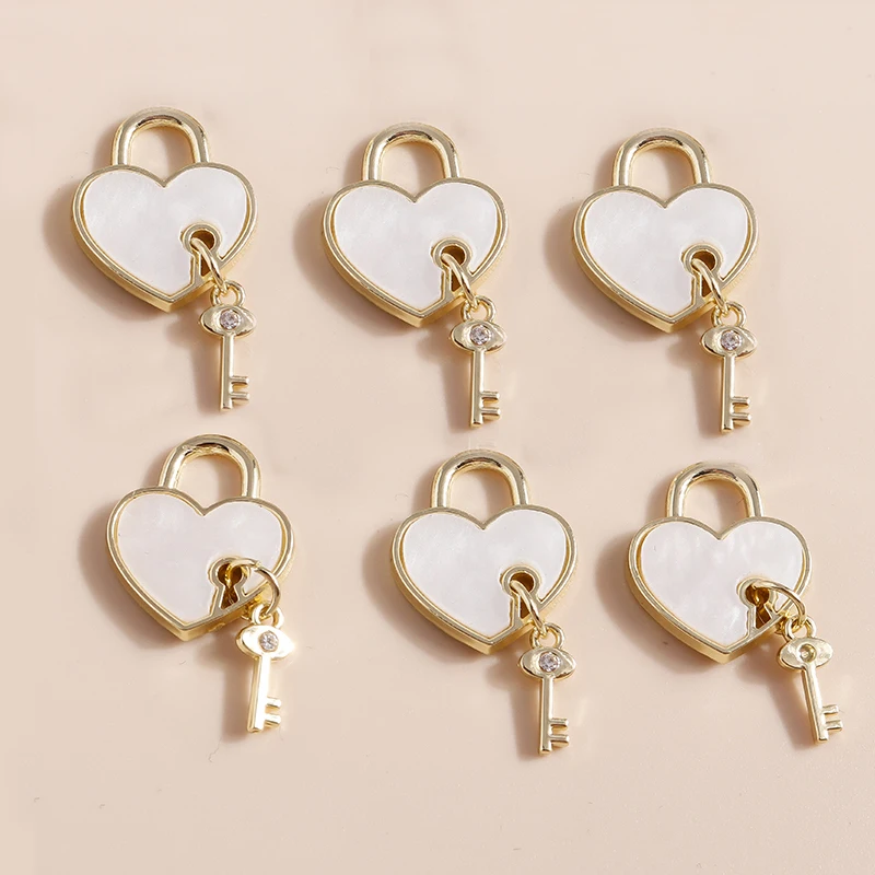Leslie 4 Stück zierliche Herzschloss-Schlüsselanhänger für die Herstellung von Ohrringen, Zubehör, Armbändern, Halsketten und Anhängern, DIY-Schmuckherstellung – Detail 7