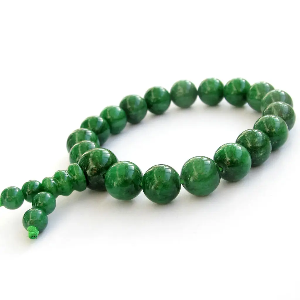 

10mm Green jade Gemstone Mala men Stretchy Bracelets Yoga Reiki Cuff Wrist Meditation Wristband Chakra Pray Prayer