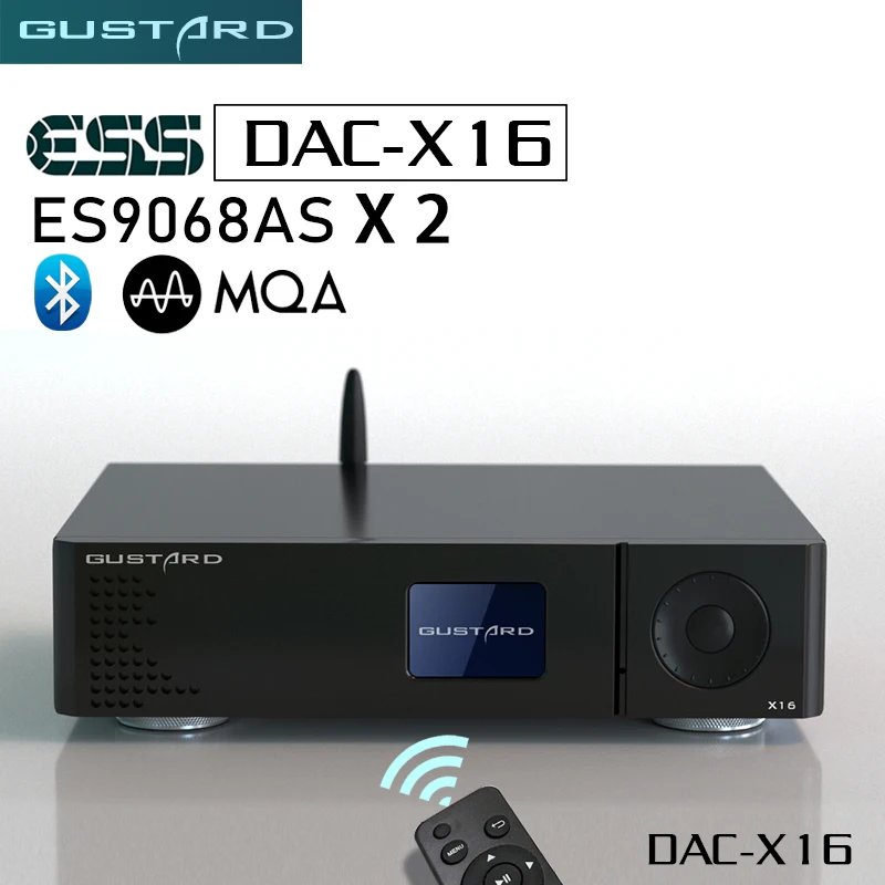 GUSTARD DAC-X16 MQA Bluetooth5.0 CSR8675 LDAC Dual ES9068AS Native Balanced DAC Full Decoding DSD512 USB IIS Balanced Decoder