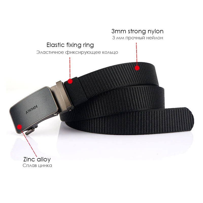 VATLTY 3.4cm Ceinture décontractée pour hommes, Boucle automatique en alliage dur Ceinture tactique extérieure 3mm 1200D Épaisseur Nylon ceinture de travail Ceinture