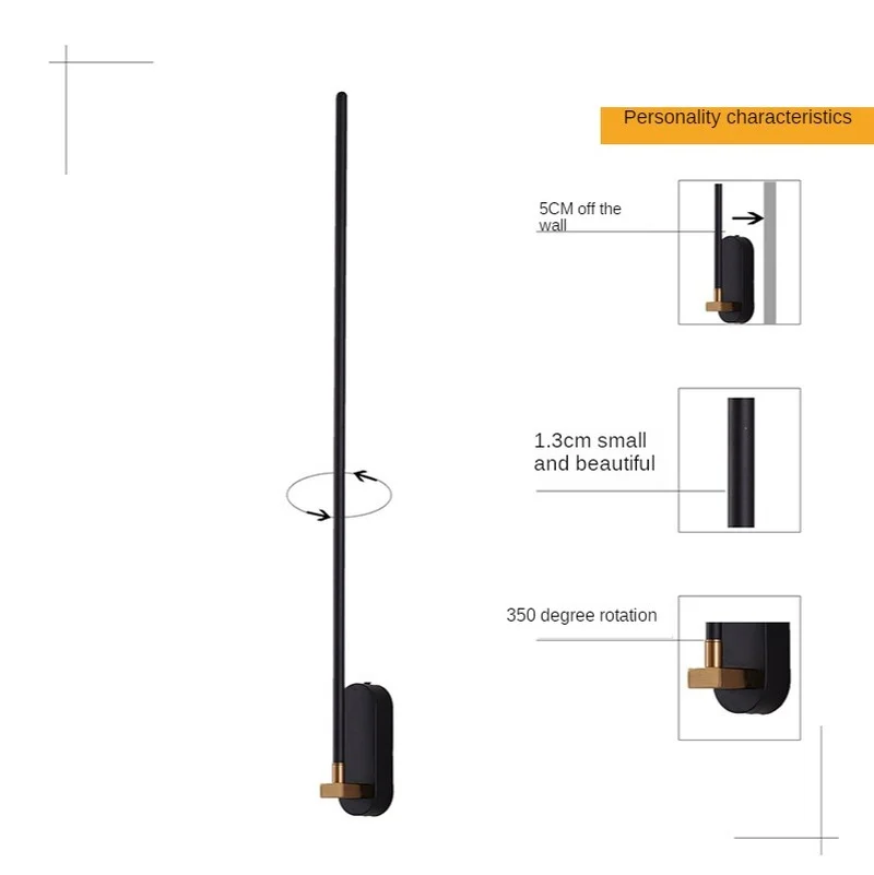 Imagem -02 - Nodic Longa Tira Lâmpadas de Parede Simples e Moderno Sala Estar tv Fundo Decoração da Casa Luz da Parede Criativo Corredor Escada Decoração da Parede Lâmpada