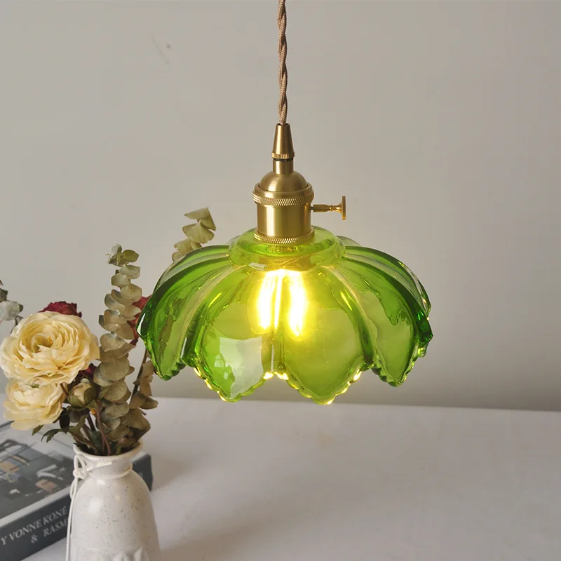 IWHD Modern Copper Glass LED Pendant Lamp Switch Living Room Bedroom Green Amber White Nordic Hanging Lights Luminaria Hanglamp