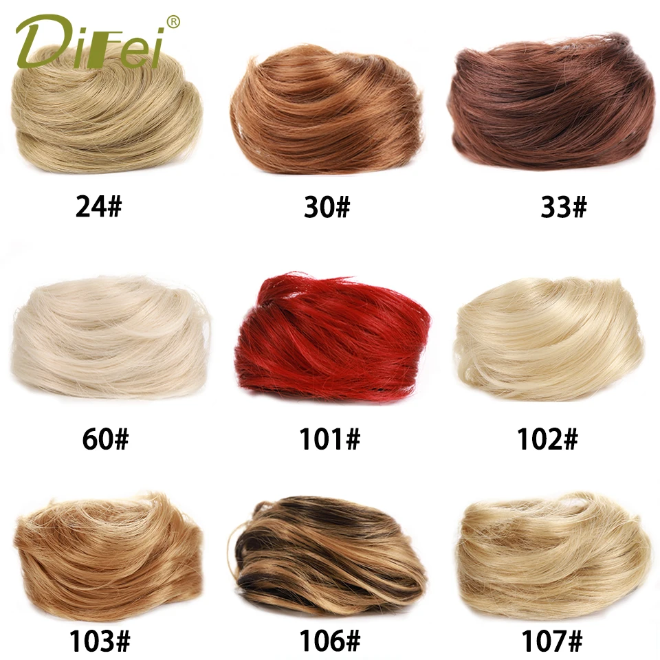 Difei Claw Clip-On cabelo Chignons para mulheres, pães sintéticos, clipe de cabelo encaracolado, resistente ao calor, dourado, branco, cinza coque perucas