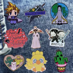 Interesting Final Fantasy Cartoon Brooch Metal Enamel Lapel Badge Collect Denim Jacket Backpack Pin Given Friends And Fans Gifts