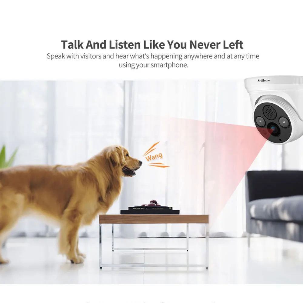 Sricam SH030 3.0MP Dome IP Camera H.265 Security CCTV Wifi Camera Two Way Audio Alarm Push ONVIF Video Surveillance Work On NVR