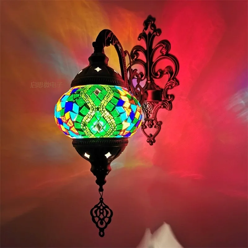 Nieuwste Mediterrane Stijl Art Deco Turkse Mozaïek Wandlamp Handgemaakte Mozaïek Glas Romantische Wandlamp