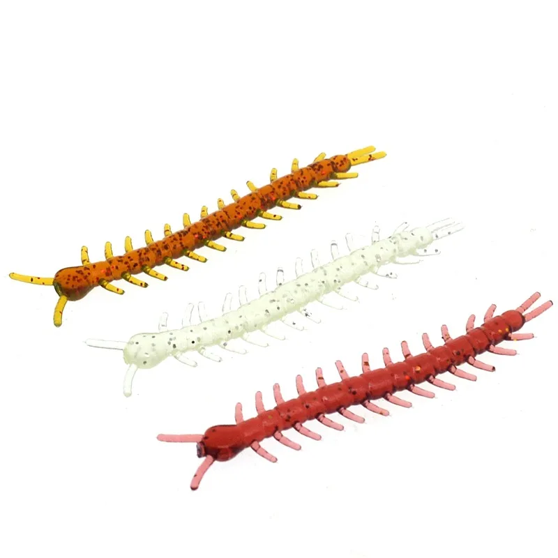 Fishing Soft Lure Bait Simulation Centipede Sand Silk Worm Artificial Lures Lot 15 Pieces  5cm/0.5g Small Decoys